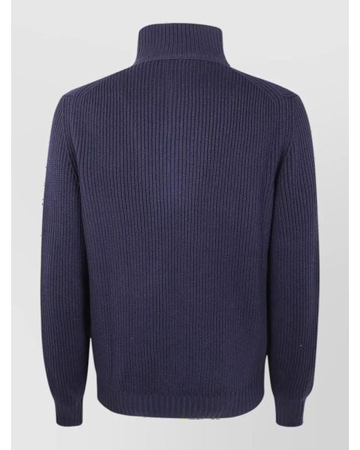 Filippo De Laurentis Blue Virgin Wool Half Zip Jumper for men