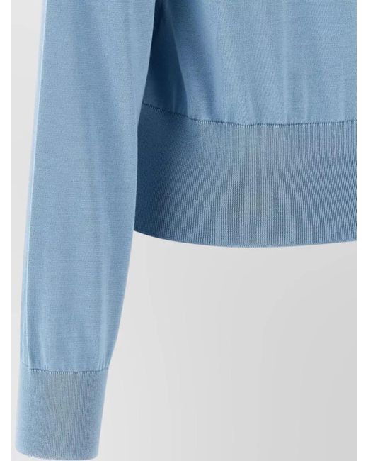 Dolce & Gabbana Blue Cardigan Floral Embroidery Crew Neck Knit