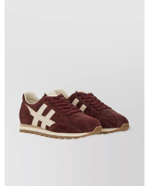 Hogan Brown Sneakers With Stripe Detail And Suede Finish