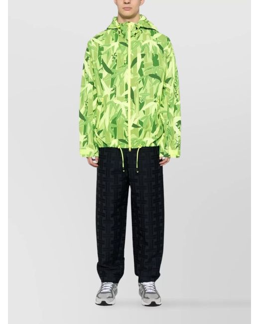 KENZO Green Printed Hooded Blazer Drawstring Elements for men