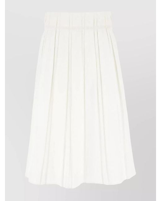 Jil Sander White Linen Pleated Midi Skirt