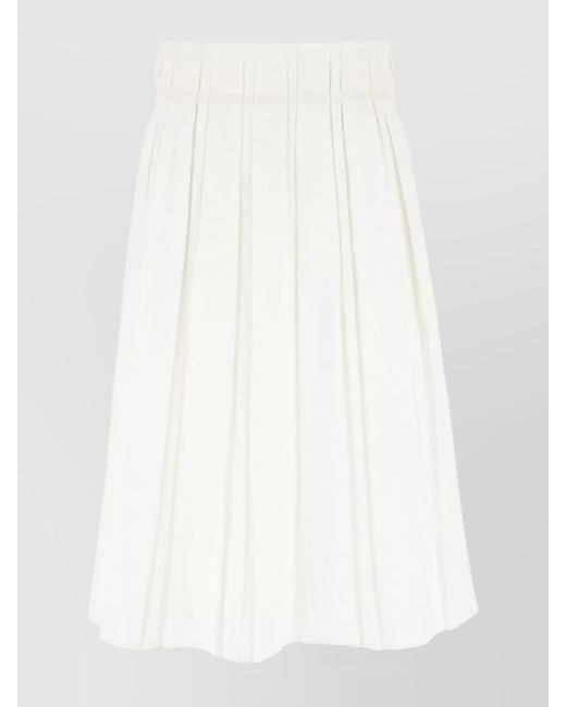 Jil Sander White Linen Pleated Midi Skirt