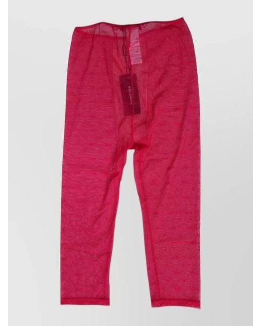 Dolce & Gabbana Red Logo Lace Midi Tights Trousers Underwear