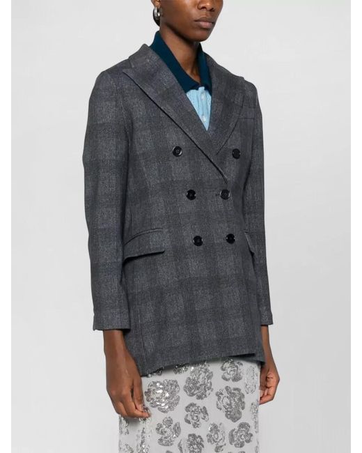 Circolo 1901 Blue Double Breasted Cotton Blend Tailored Jacket