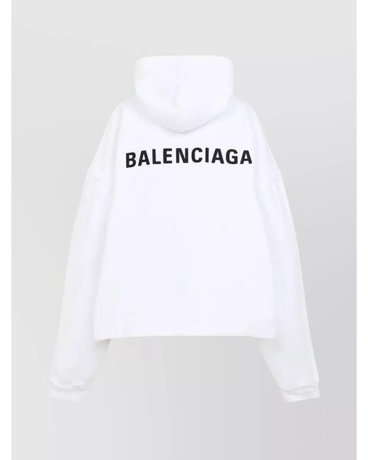 Balenciaga White Cropped Hoodie