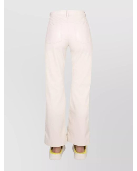 MSGM White High-Rise Straight-Leg Trousers