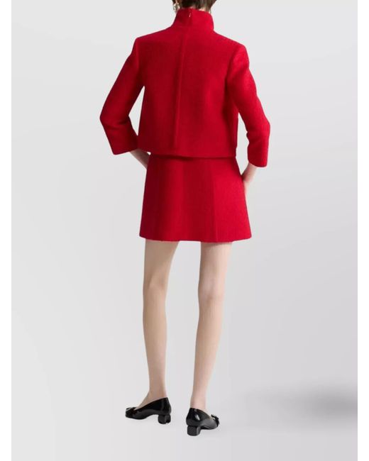 Patou Red Virgin Wool Box Jacket