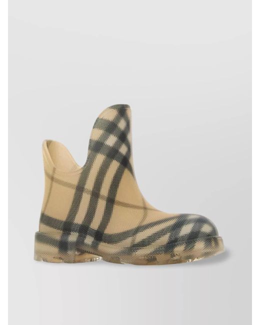 Burberry Natural Checked Rubber Ankle Boots