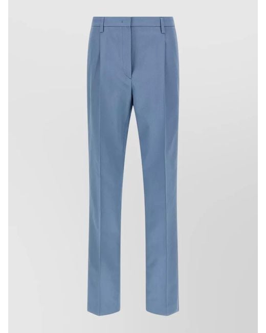 Prada Blue Cotton Straight-Leg Suit Trousers