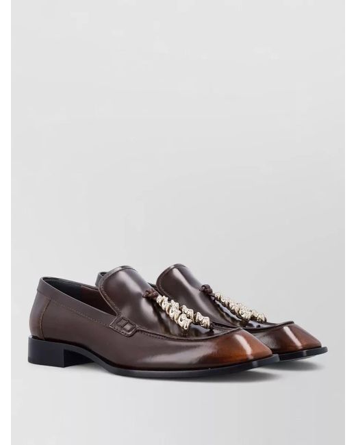 Loewe Brown Edge Calfskin Loafers Coil Detail