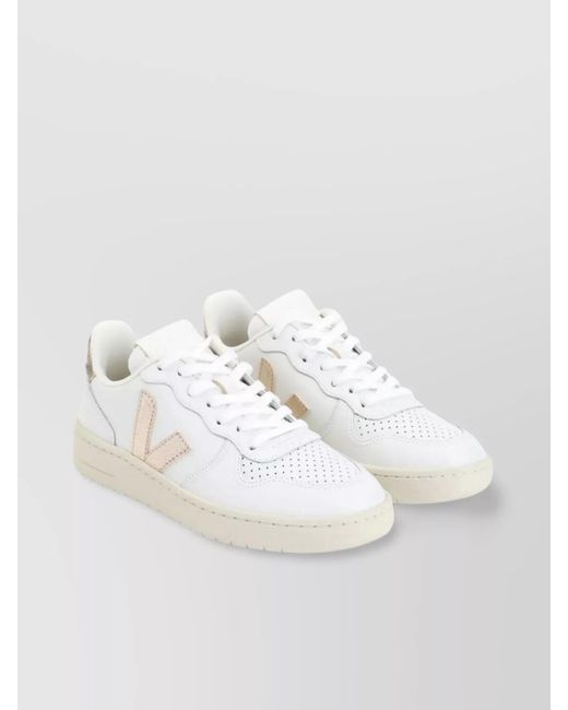 Veja White V-10 Sneakers Monogram Detail