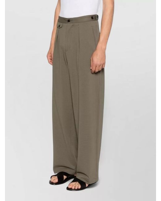 Emporio Armani Gray Pleated Front Wide Leg Trousers Side Pockets for men
