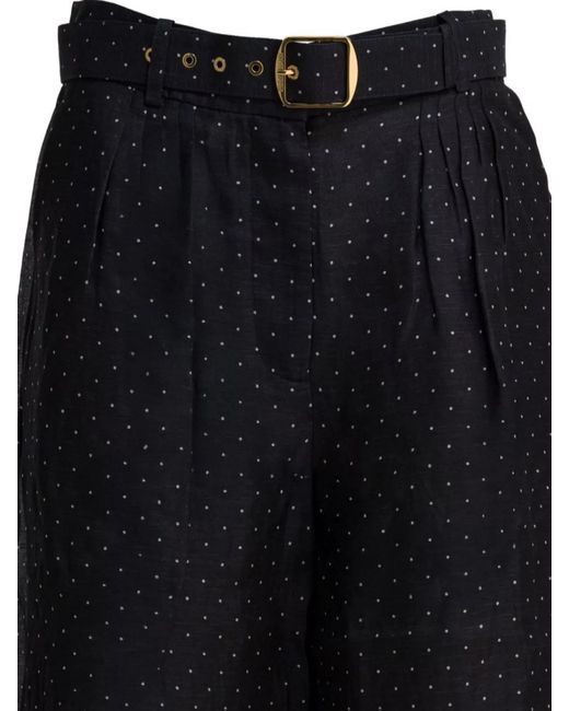 Zimmermann Blue Linen Silk Wide-Leg Trousers