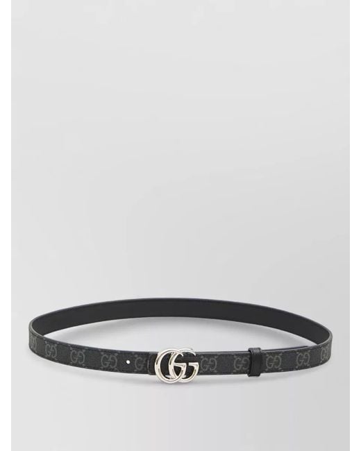 Gucci Gray Leather Reversible Skinny Belt