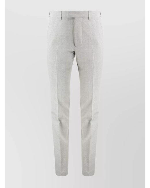 AMI Gray Wool Trousers With Belt Loops And Front Crease for men