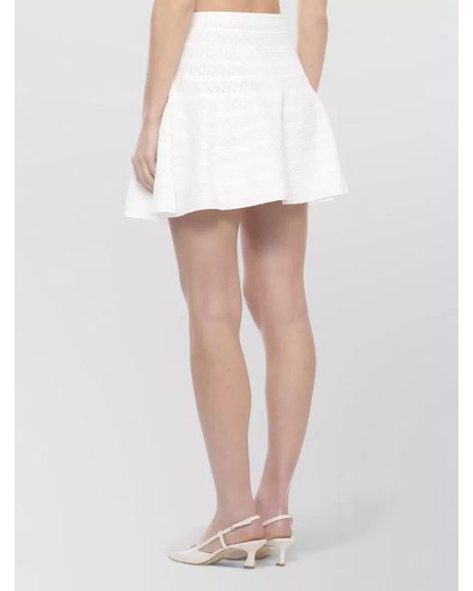 Self-Portrait White Lace A Line High Waisted Cotton Skirt