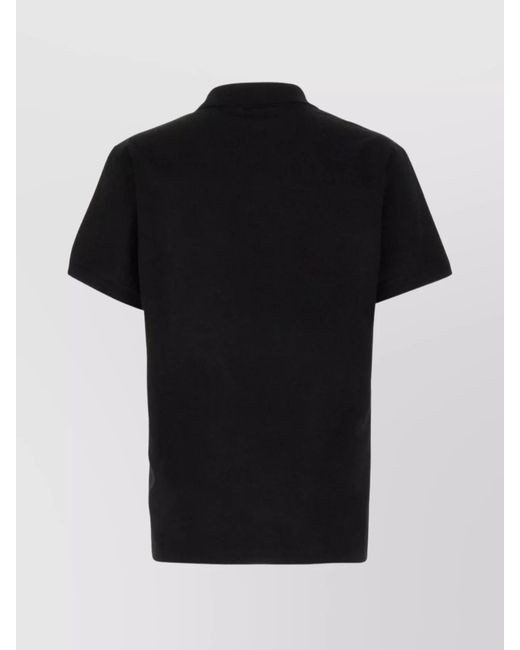 McQueen Black Ribbed Cotton Piqué Polo Shirt for men