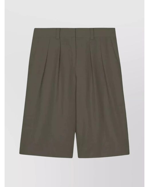 Frankie Shop Green Bilbao High Waist Wool Blend Shorts