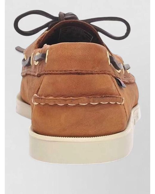 Sebago Brown Portland Texas Boat Shoes Contrast Stitching for men