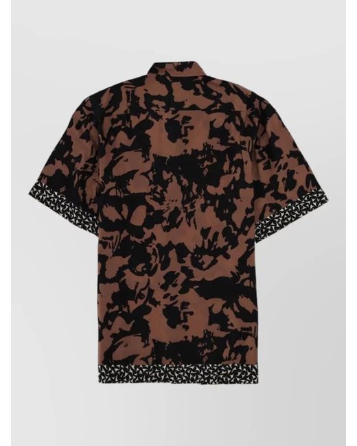 Dries Van Noten Black Short Sleeve Shirt Allover Print Trim for men