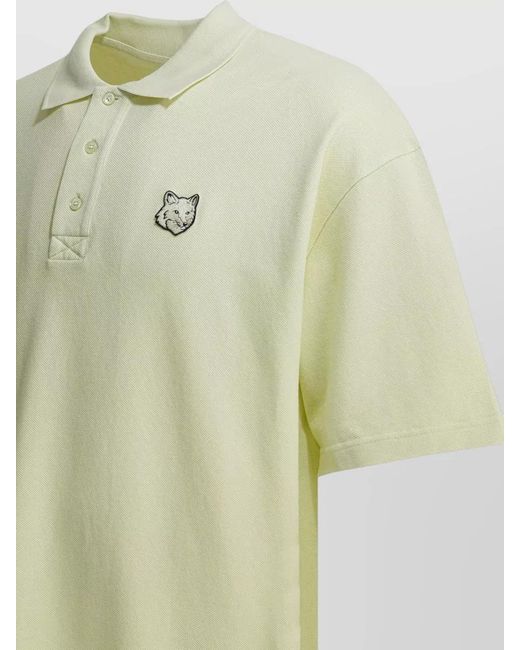 Maison Kitsuné Green Fox Head Polo Shirt Button Placket for men