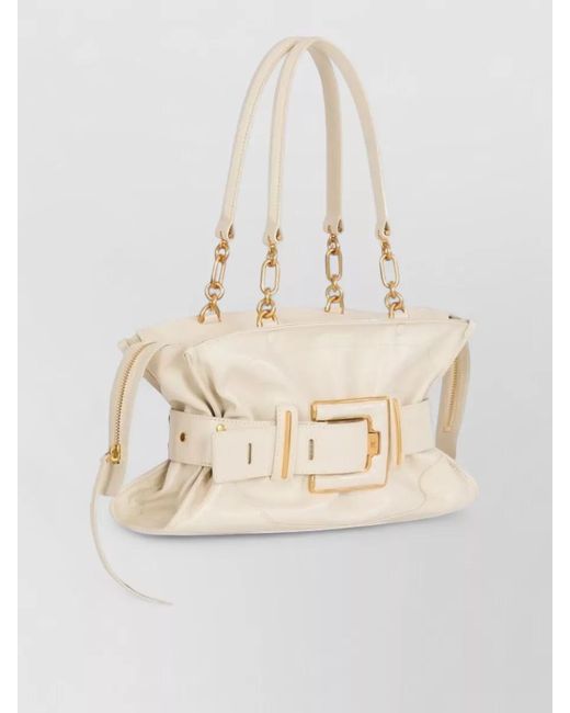 Balmain Natural Tote Bag Top Handle Chain Buckle Hardware