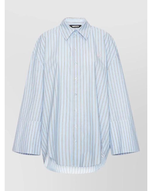 ROTATE BIRGER CHRISTENSEN Blue Striped Cotton Shirt