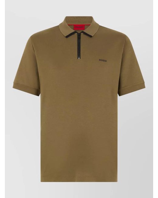 Boss Green Polo Shirt Zipper Collar Casual Style for men