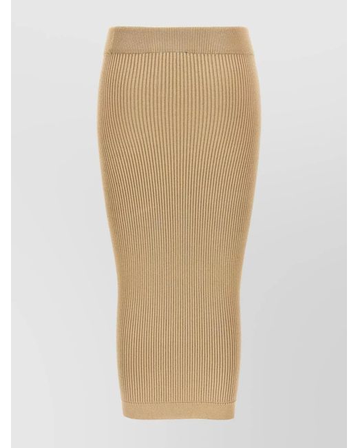 Balmain Natural Ribbed Midi Skirt