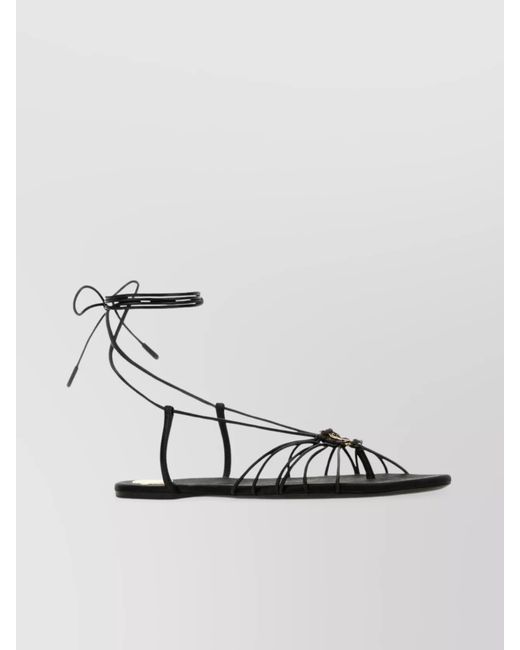 Saint Laurent Metallic Leather Babylone Flat Sandals