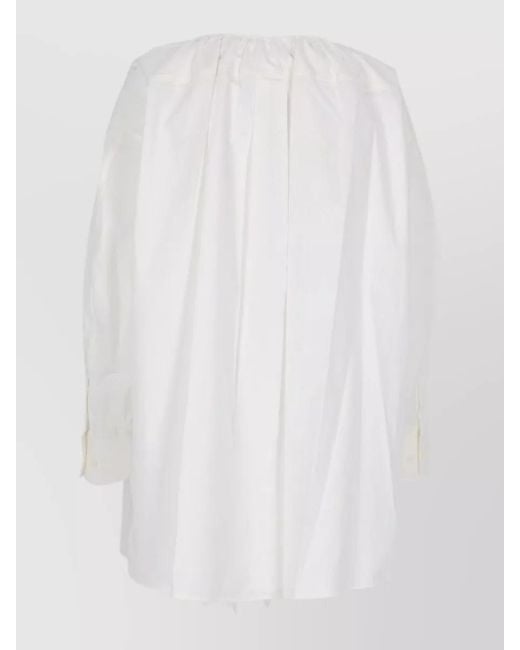 Alexander Wang White Top Long Sleeves Cuffed Gathered Neckline