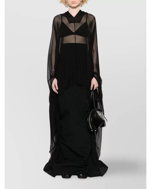 Rick Owens Black Pleated Maxi Skirt