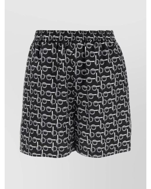 Burberry Black Silk Printed Short Shorts