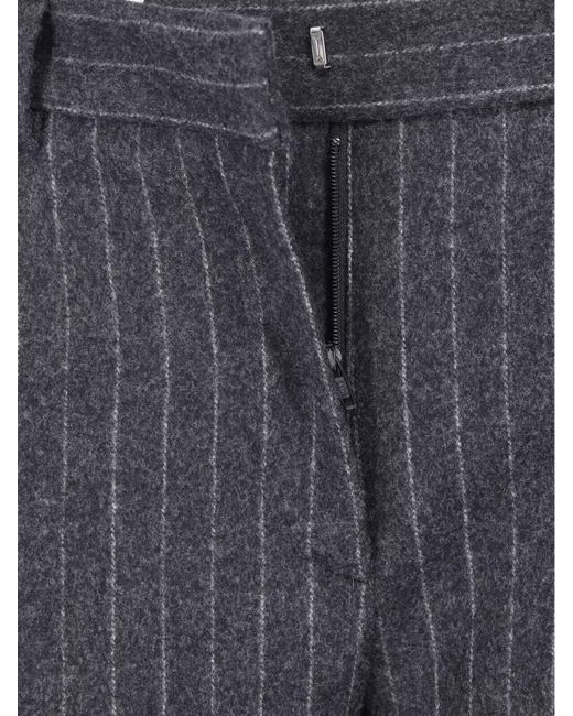 Lardini Gray Pinstripe Tailored Wide Leg High Waist Trousers