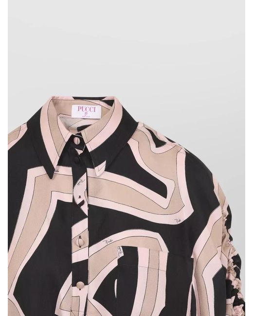 Emilio Pucci Gray Silk Mini Dress Signature Print