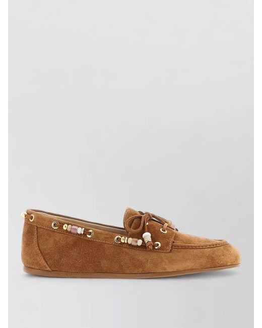 Stuart Weitzman Brown Majorca Tinsley Suede Lace Up Moccasins