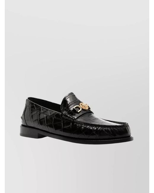 Versace Black Leather Loafers for men