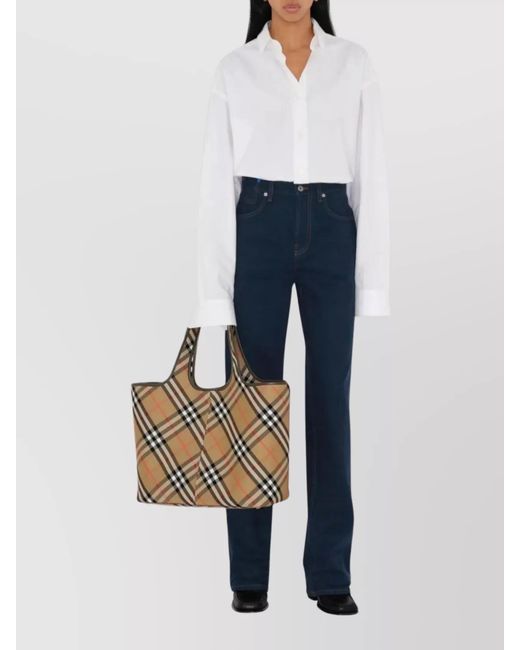 Burberry Natural Check Medium Canvas Tote Bag