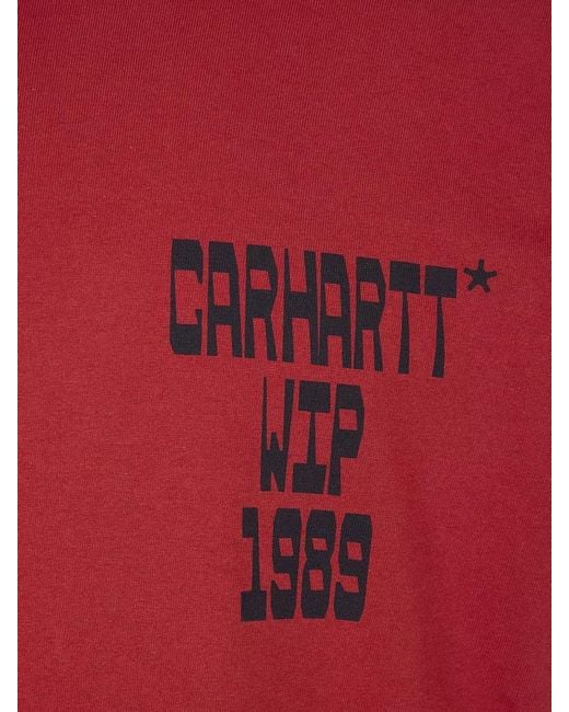 Carhartt Red Organic Cotton Blocks Graphic Crew Neck T-Shirt for men