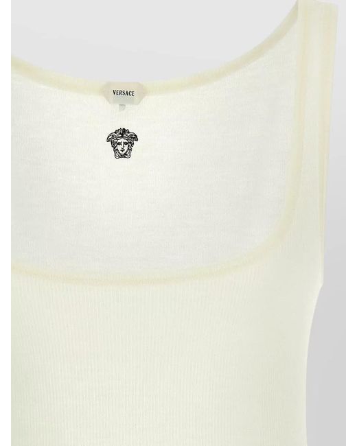 Versace Natural La Medusa Scoop Neck Ribbed Top