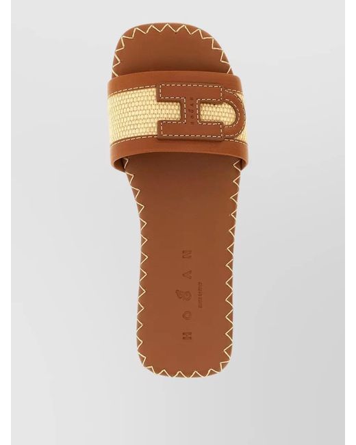 Hogan Brown H685 Flat Sandals Open Toe Stitching