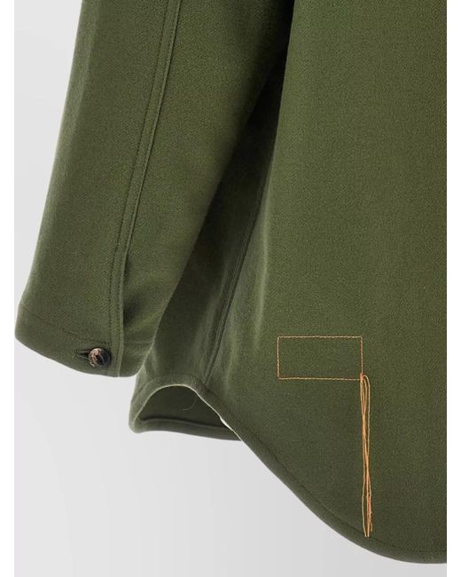 Fortela Green Monika Collared Overshirt Longline Flap Pockets