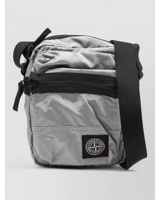 Stone Island Gray Econyl Nylon Shoulder Bag Compass Logo for men