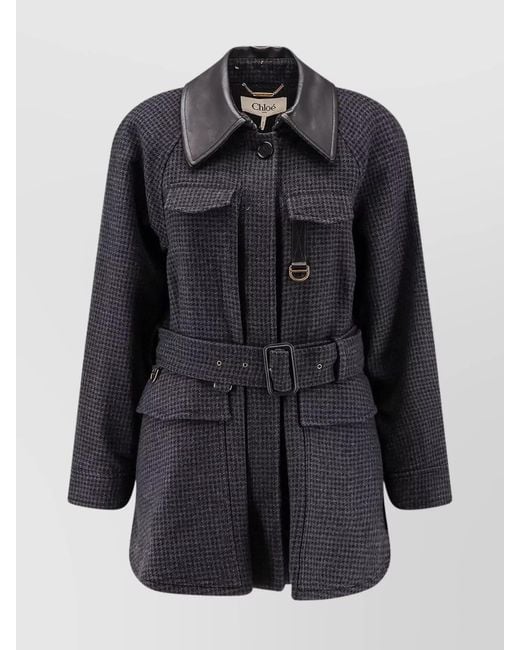 Chloé Black Virgin Wool Belted Single Breasted Coat