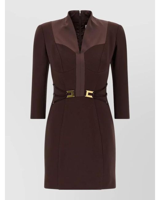 Elisabetta Franchi Brown Logo Mini Dress