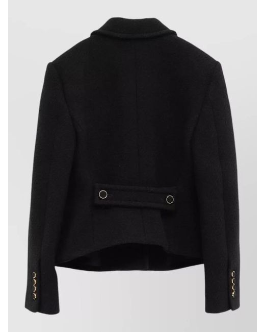Chloé Black Wool Tweed Cropped Single Breasted Blazer
