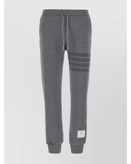 Thom Browne Gray Wool Knitted Side-Stripe Track Pants