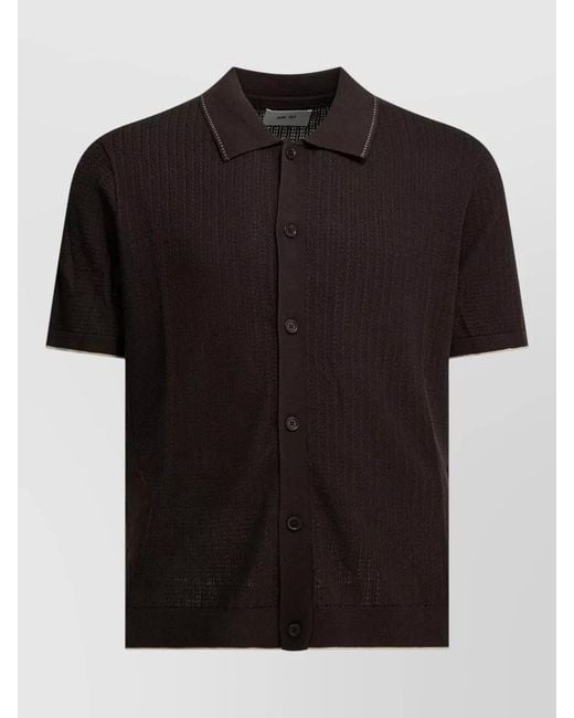 NN07 Black Nalo Polo Knit Short Sleeve Shirt for men