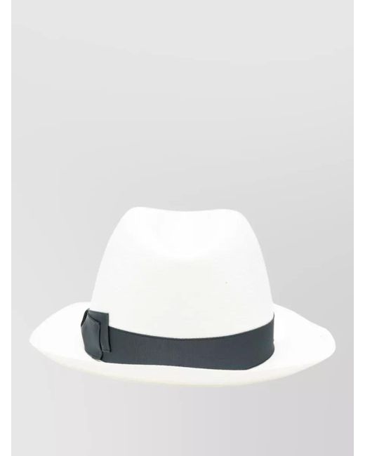 Borsalino White Federico Raffia Hat Grosgrain Ribbon Wide Brim for men