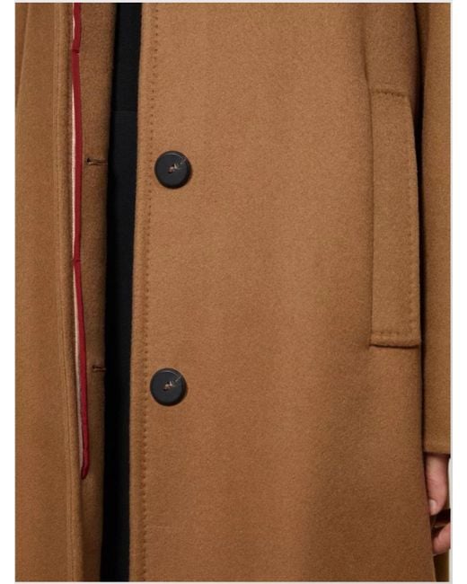 Max Mara Brown Cashmere Coat With Dot Trim And Buttons